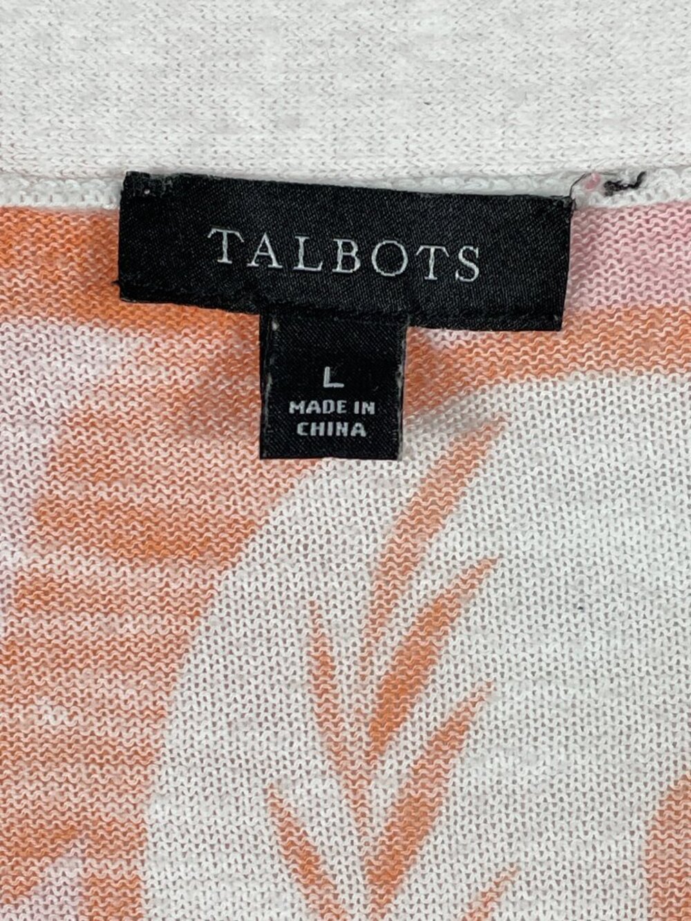 Talbots Pink Orange Paisley Floral 100% Cotton Lightweight Sweater Tunic Top L - Picture 4 of 11